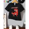 European sizes Children 1pc CHICFULL Boys' Valentine'S Day T-Shirt, Red Dinosaur & Heart Print, Casual Crew Neck Polyester Knit Fabric, Slight Stretch