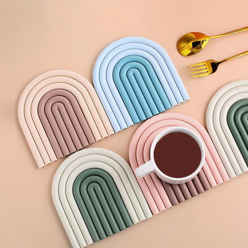 Rainbow Shape High Temperature Resistant Coaster Dining Table Mat Insulation Pad