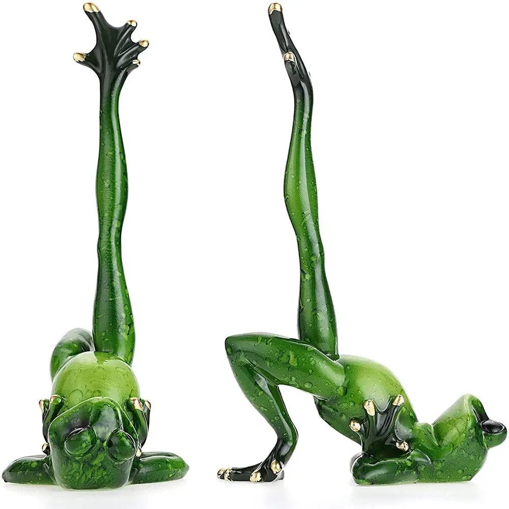 Rane da Yoga Creative Artigianato in Resina Miniature Scultura Rana Statua Arredamento Tavolo Scrivania Casa