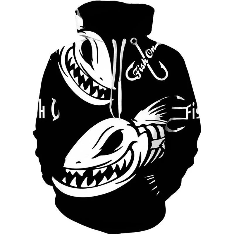 New 3D Printing Carp Fishing Men's Hoodie Fashion Outdoor Camping Pullover Clothing Wild Enthusiast Hooded Sweatshirt
