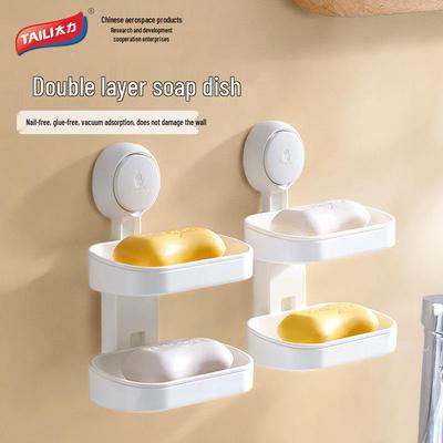 Tali Wall-Mounted Double-Layer Suction Soap Holder with Drainage