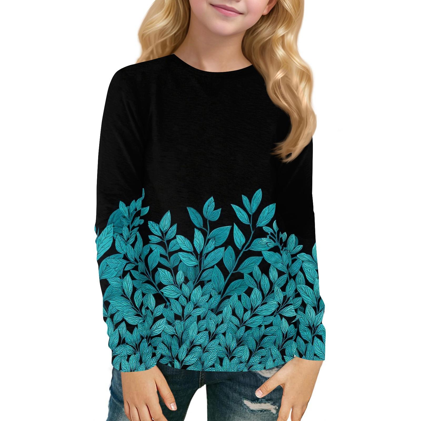 

Детский топ с длинным рукавом, круглым вырезом, с принтом, повседневный 160 циан