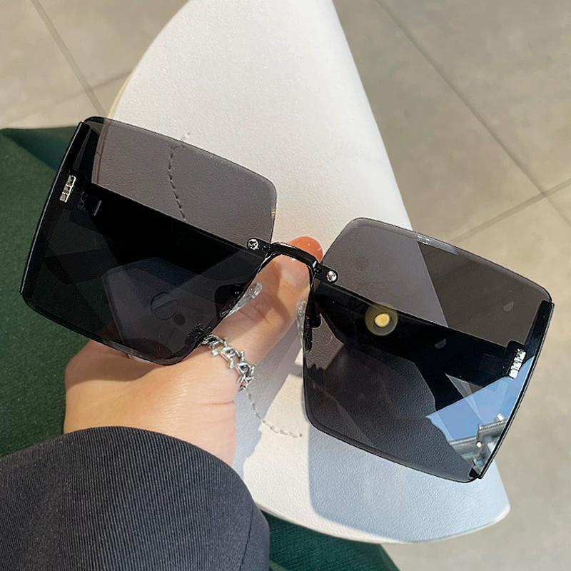 Neue Vintage Quadratische Sonnenbrille Frau Klassische Retro Gradienten Spiegel Rahmenlose Sonnenbrille Weibliche Mode Randlose Oculos De Sol