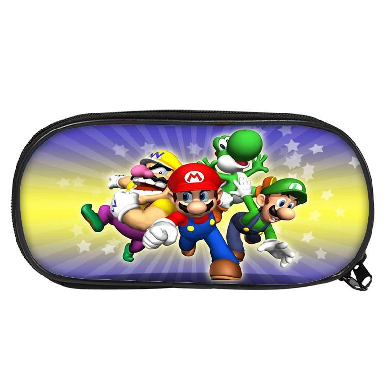 Super Mario Bros Pencil Case For Students Nylon Storage Bag Large Capacity Organizer