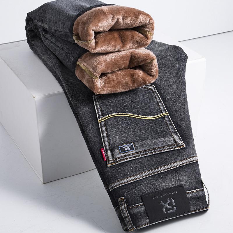 Winter velvet jeans straight tube thickened warm casual loose autumn and winter pants outer wear long pants