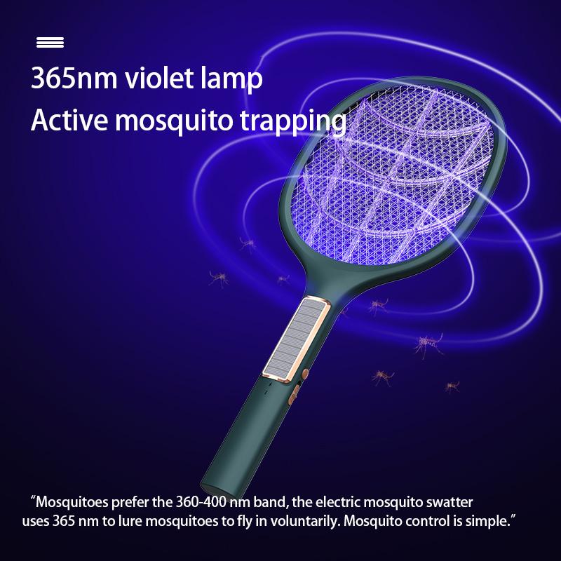 Elektrická plácačka na komáry 2022 Léto USB Solární panel Dobíjecí Lapač hmyzu Raketa LED Ultrafialové Elektrické Lapače much