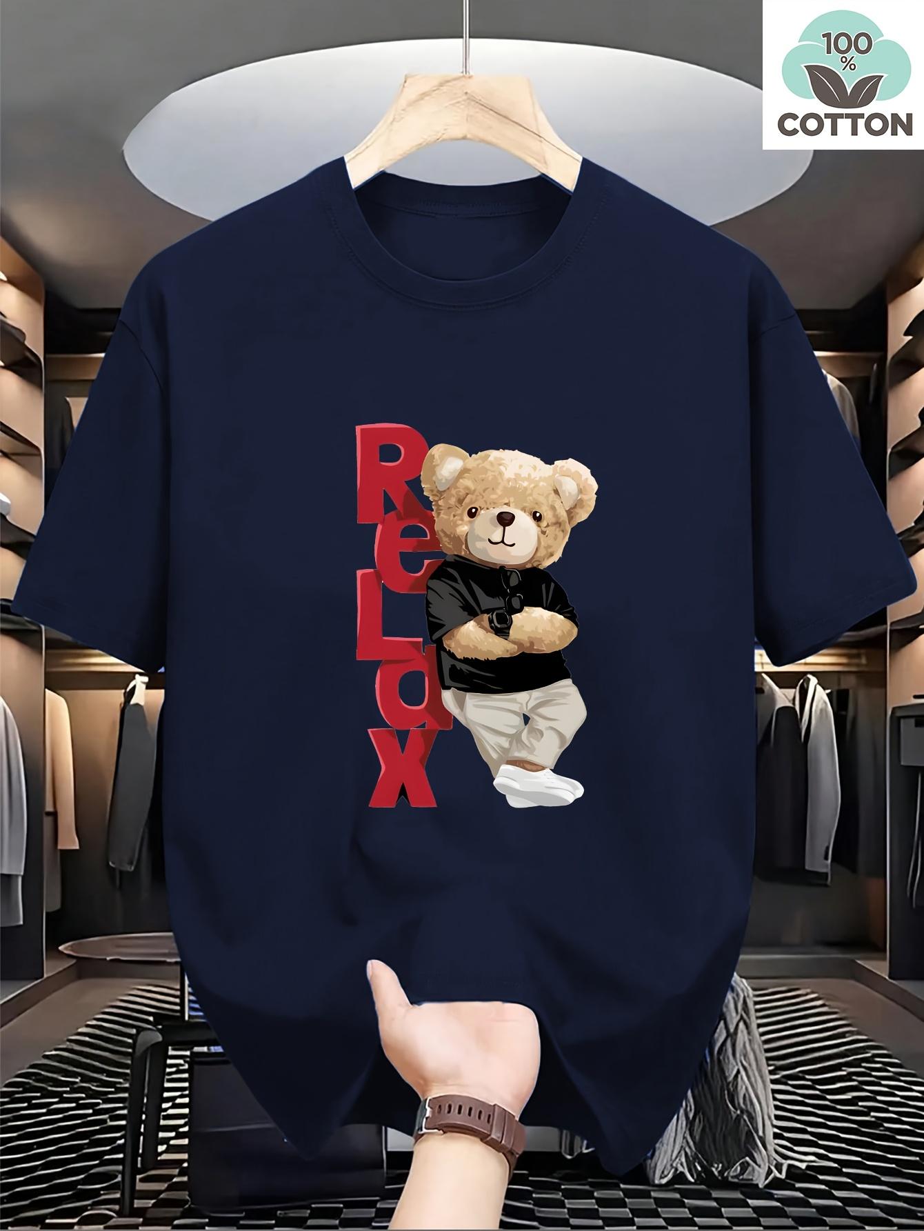 New Cool Bear Baby Print 100Cotton Men Woment Tshirt Summer Autumn Daily Outdoor Sports Party Casual Loose Street Shortsleeve 4XL