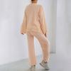 Home Set Loose Comfortable Casual Solid Color Long Sleeve Top Pullover Sweater Women Straight Wide Leg Pants Two-piece Set