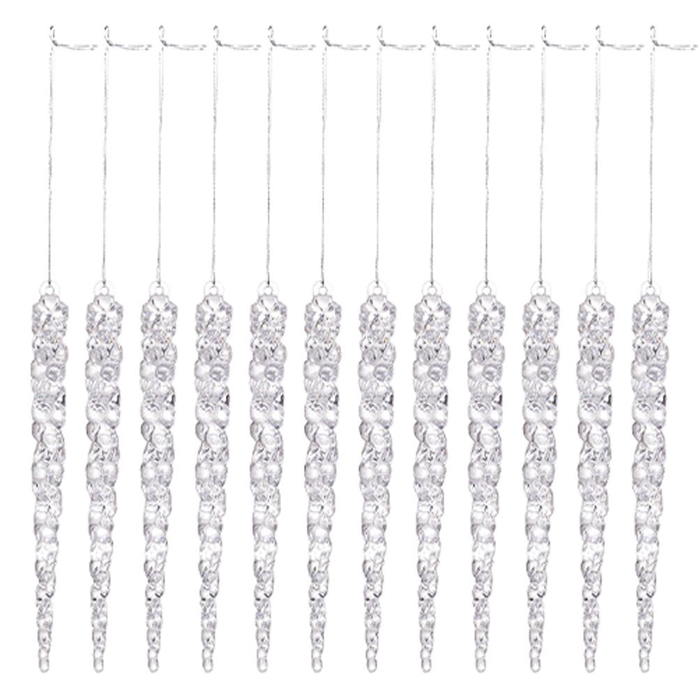 

12pcs Simulación Navideña Transparente Navidad Hielo Colgante Falso Transparente Fiesta Invierno Navidad Nuevo Para Decoración прозрачный