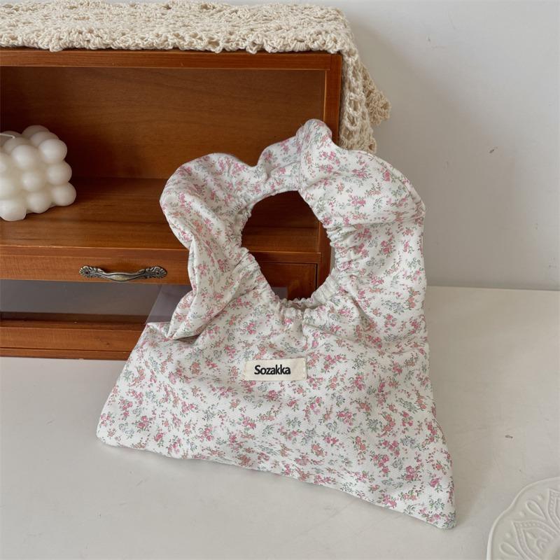 New Thin Cloth Bag Tote Bag Women's Broken Flower Canvas Bag Hand Carry Wrist Bag