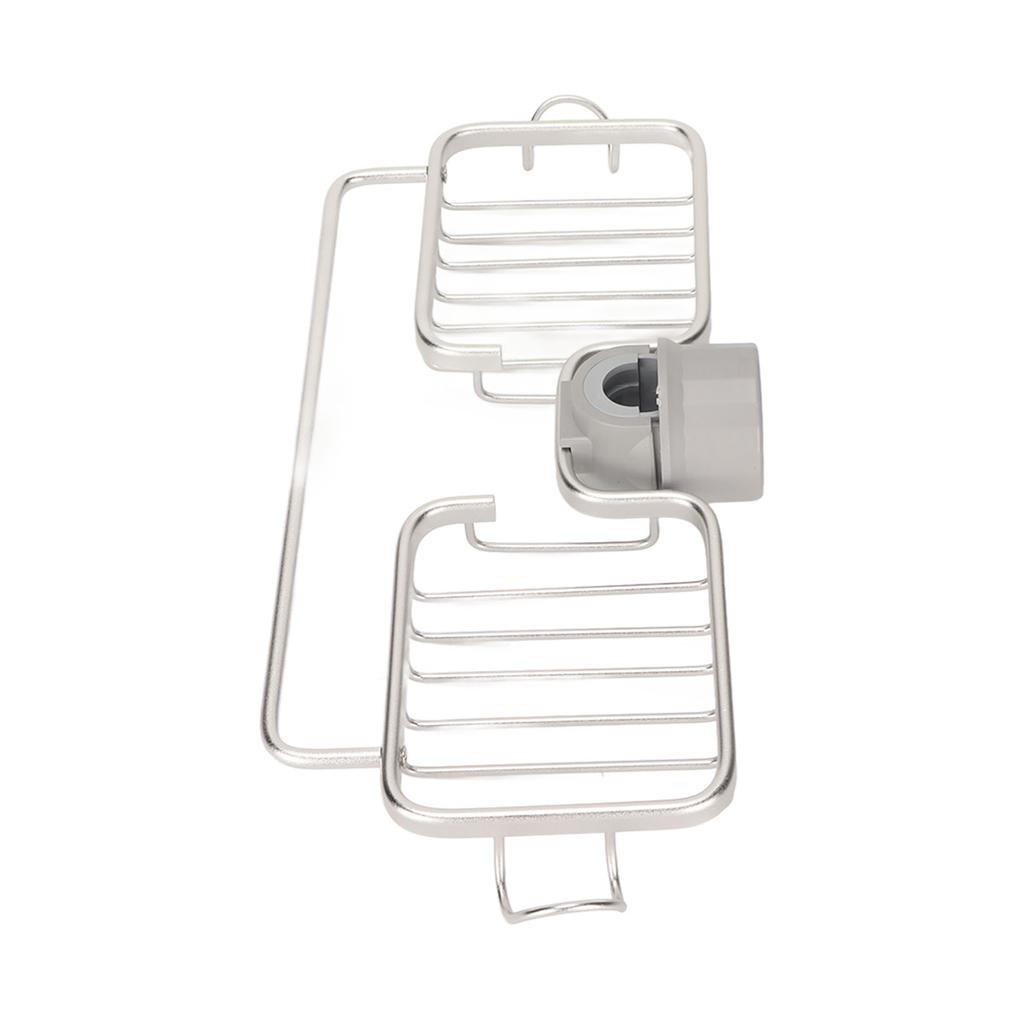 Faucet Storage Shelf Aluminum Plastic Two Containers with Towel Rod for Sponge Rag Kitchen Bathroom
