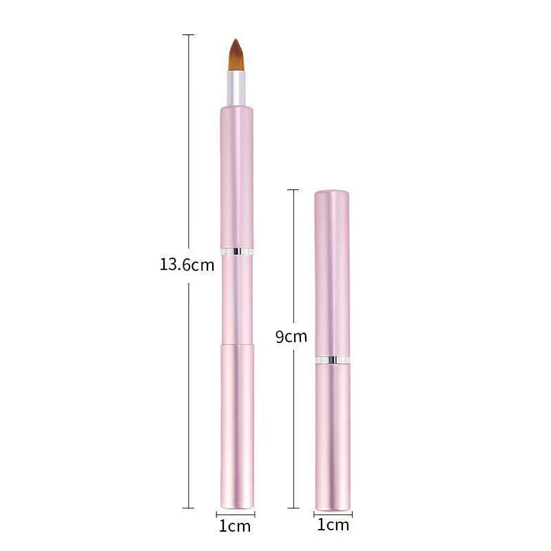 Double-Ended Retractable Lip Brush with Cap – Portable Metal Lip Liner and Lipstick Brush