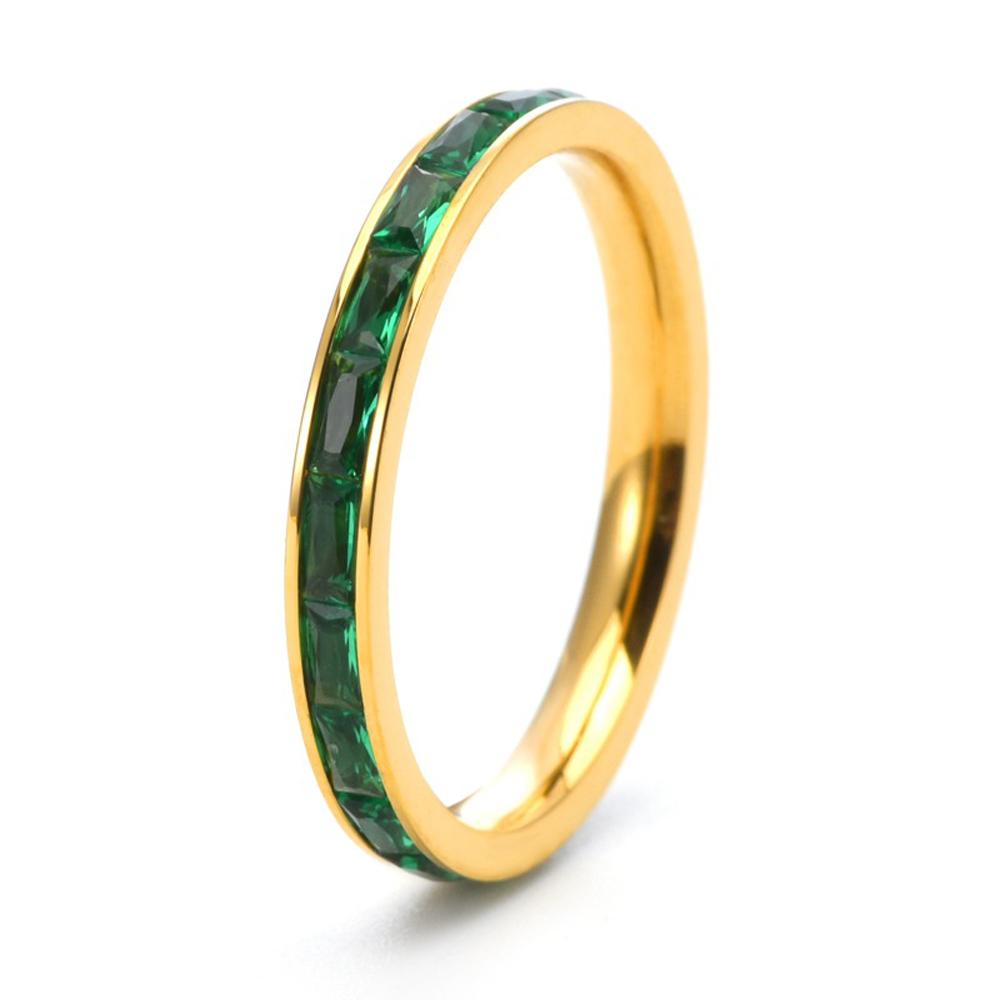 

Елегантна багатоколірна кристалічна каблучка-штабелер 2,5 мм для жінок Модна водонепроникна ювелірна прикраса з нержавіючої сталі Найкраща якість Подарунок 11