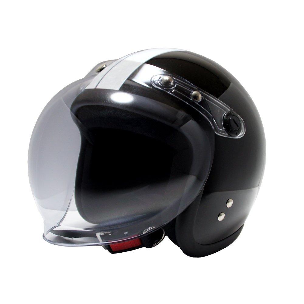 

Motorcycle Jet Helmet Bubble Shield Standard Equipment SG Mark Compliant Free Size [B&B] Black/White BB-004
