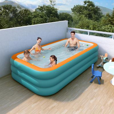 Aufblasbarer Pool für Outdoor-Wasserpartys, Schwimmbecken für Erwachsene & Kinder, Rechteckiger faltbarer Pool für Unterhaltung im Hinterhof
