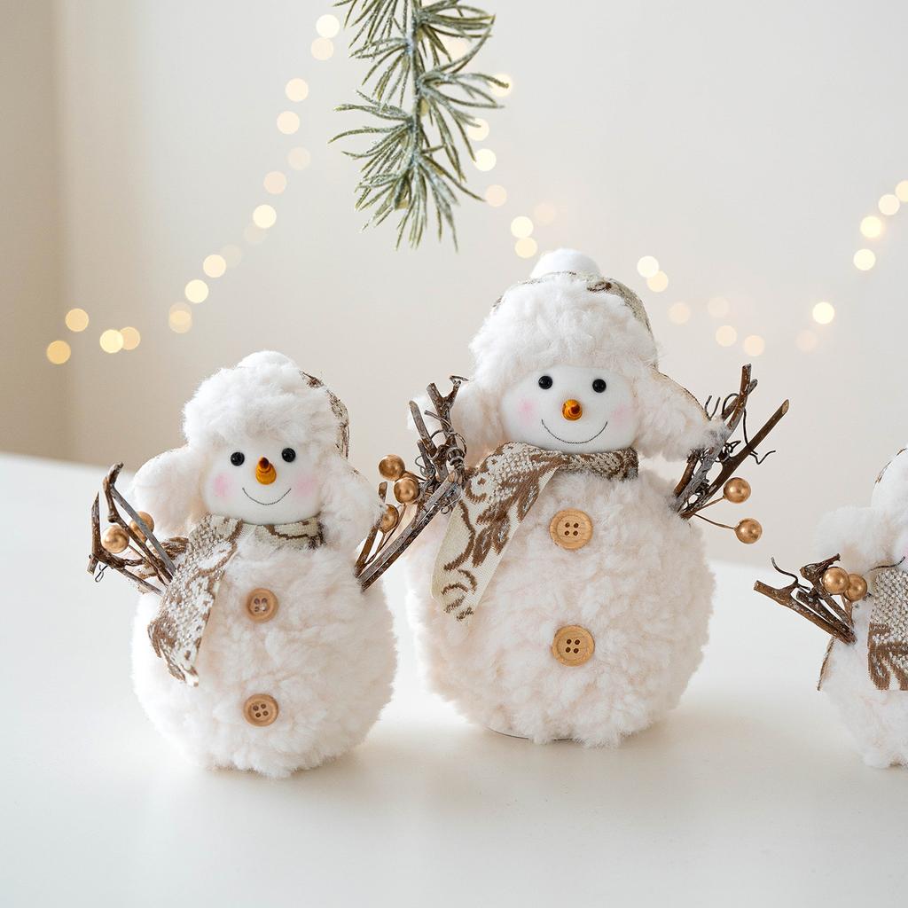 1pc Golden Plush Knitted Christmas Snowman Ornament Decoration Christmas Desktop Ambience Ornament Gift for Family and Friends