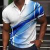 Fashion Men'S Polo Shirt 3D Gradient Line Summer Short Sleeve TShirts Casual Daily Lapel Tops Tees Striped T Shirt Man Clothing