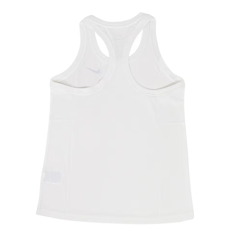 Nike Dri-FIT Racerback Sweat-Wicking Comfortable Solid Color Crew Neck Tank Top Women Tops White DX0707-100