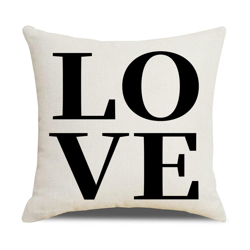 Simple Household Items Letter Geometric Print Square Pillowcase Car Cushion Sofa Pillowcase
