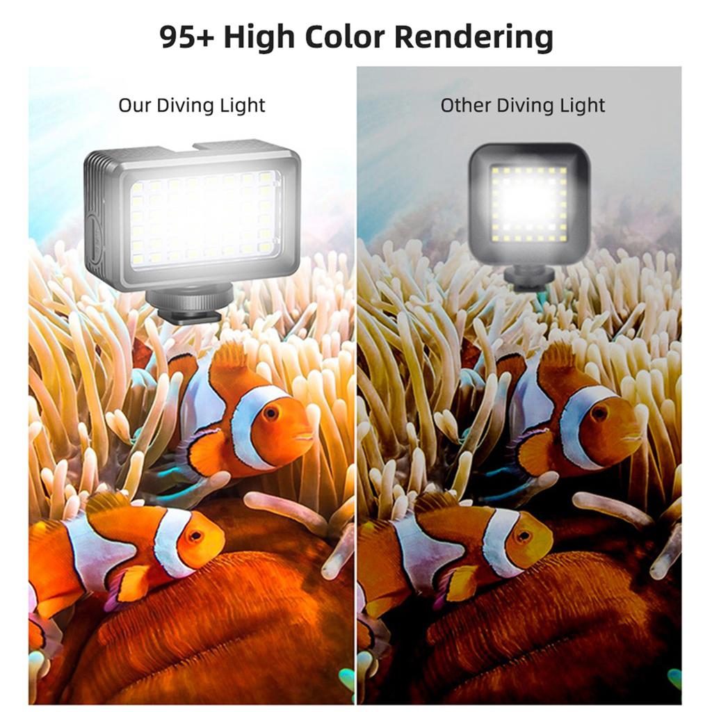 Underwater LED Fill Light 5W Diving Light Kit 2700K-5600K Built-in Battery 40M/130ft Waterproof