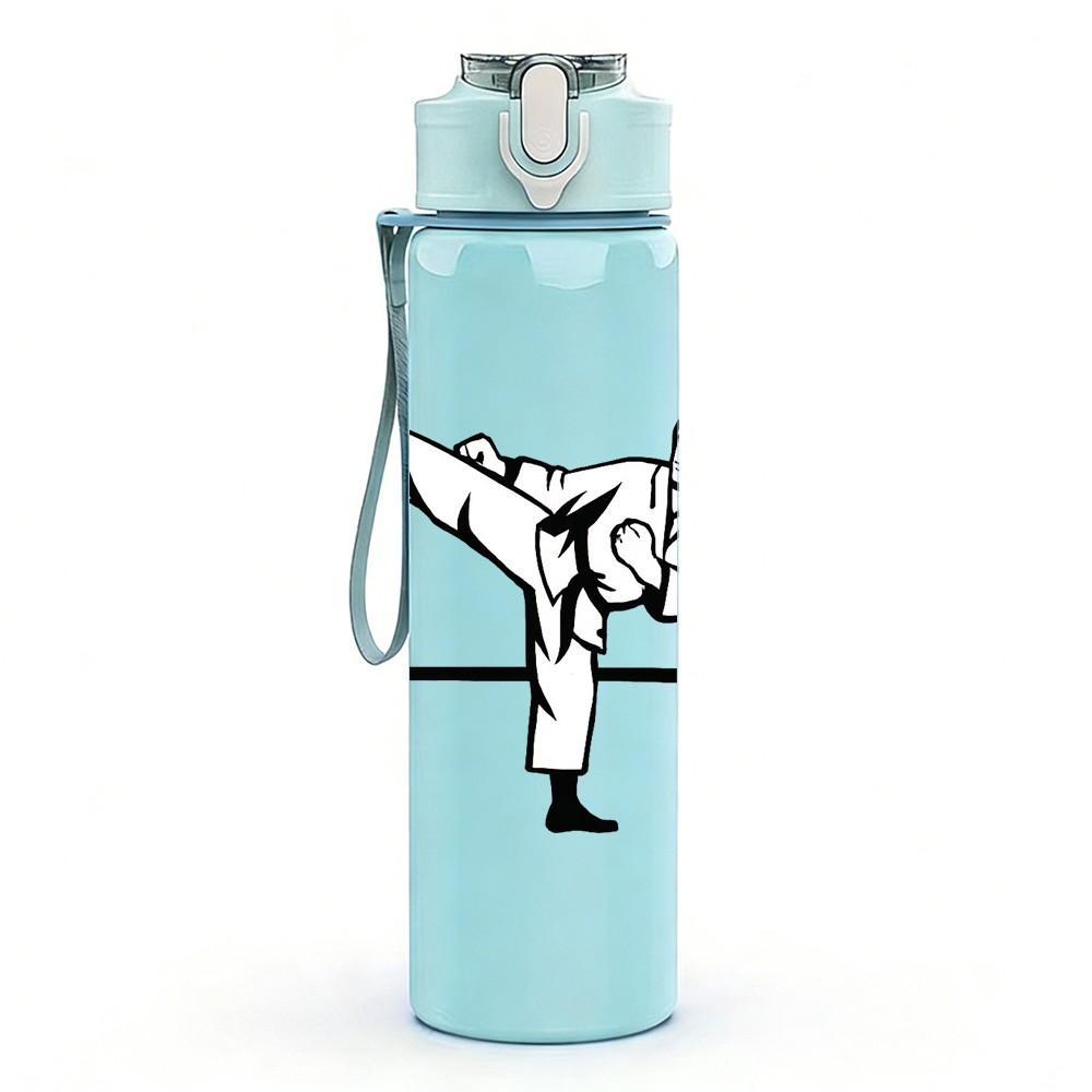 1PC Boxer Fighter Heartbeat Line Print 750ml Color Plastic Sports Water Bottle Leakproof Flip Straw Lid Suitable for Sports Office Home Use