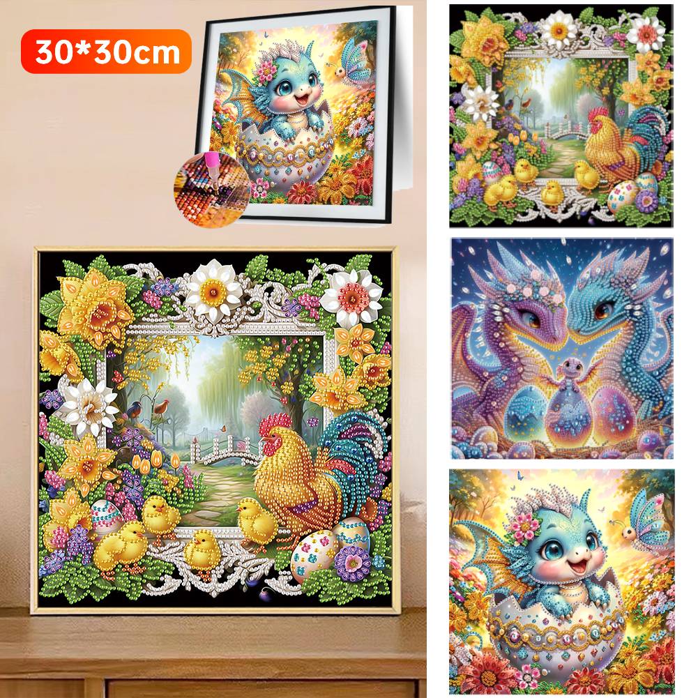 Kreatywny Zestaw do Malowania Diamentami Zestaw do Dekoracji Rękodzieła Wielkanocnego 5D DIY Częściowy Specjalny Kształt Wiertła Ozdoby Ścienne do Domu 30*30cm