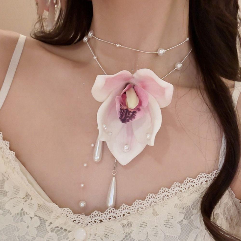 

Милые большие ожерелья с подвесками в виде цветка, модная цепочка на ключицу для женщин
