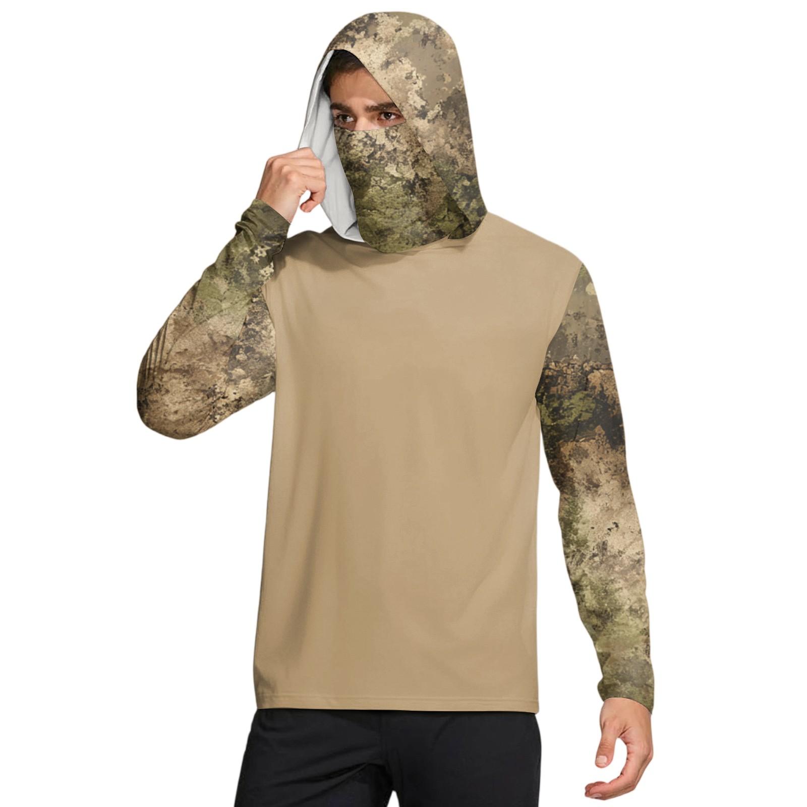 

Мужская рубашка с маской Легкая с длинным рукавом Капюшон Для пеших прогулок Рыбалки Для выступлений M