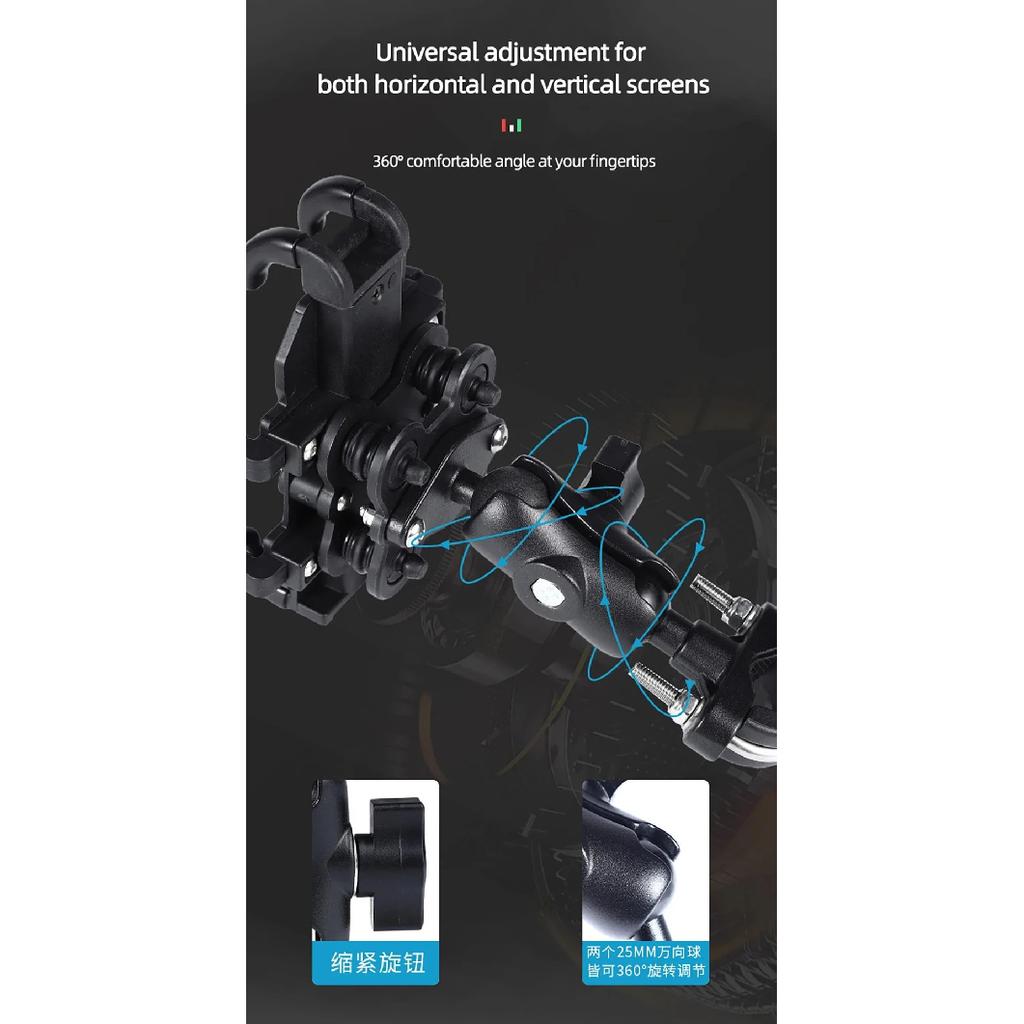 Moto Motorcycle Phone Mount Handlebar Holder Shockproof GPS Bracket Motorbike Scooter Universal Anti-vibration Smartphone Clamp