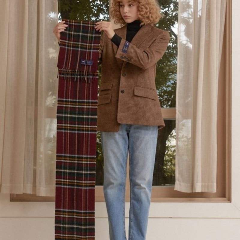 ABRAHAM MOON Merino Wool Muffler 25cm - Oatly Burgundy