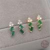 925 Sterling Silver Trendy Minimalist Geometric Green Zircon Design Stud Earrings For Women Vacation Daily Fine Jewelry
