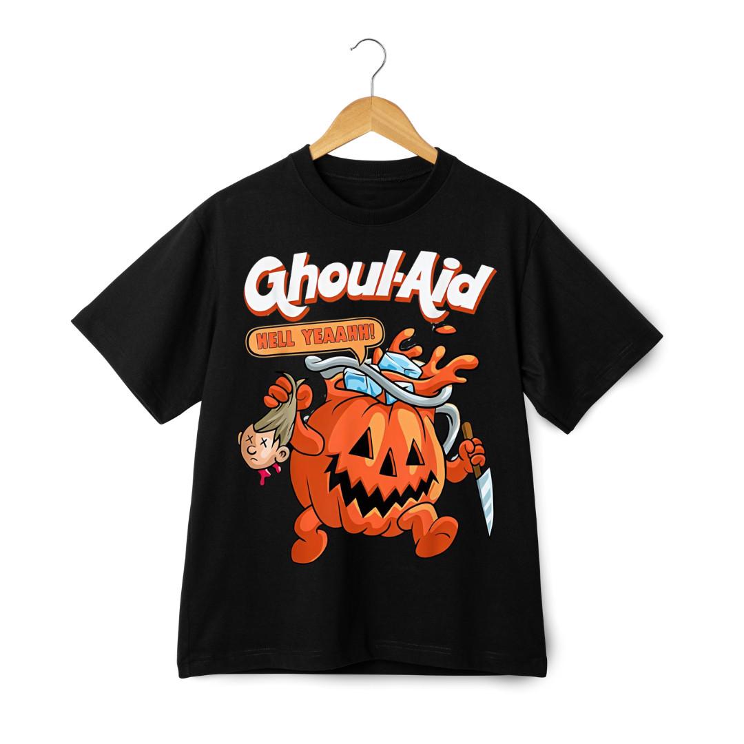 Ghoul Aid Halloween T-Shirt Mens Womens Tees Top - Scary Pumpkin Graphic Tee Horror Streetwear S
