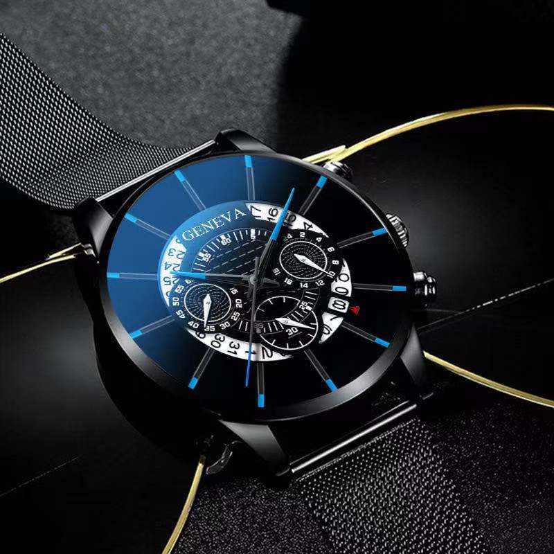 Business Leisure Watch, Transparent Hollow Non-Mechanical Men'S And Women'S Alloy Mesh Belt Calendar Watch