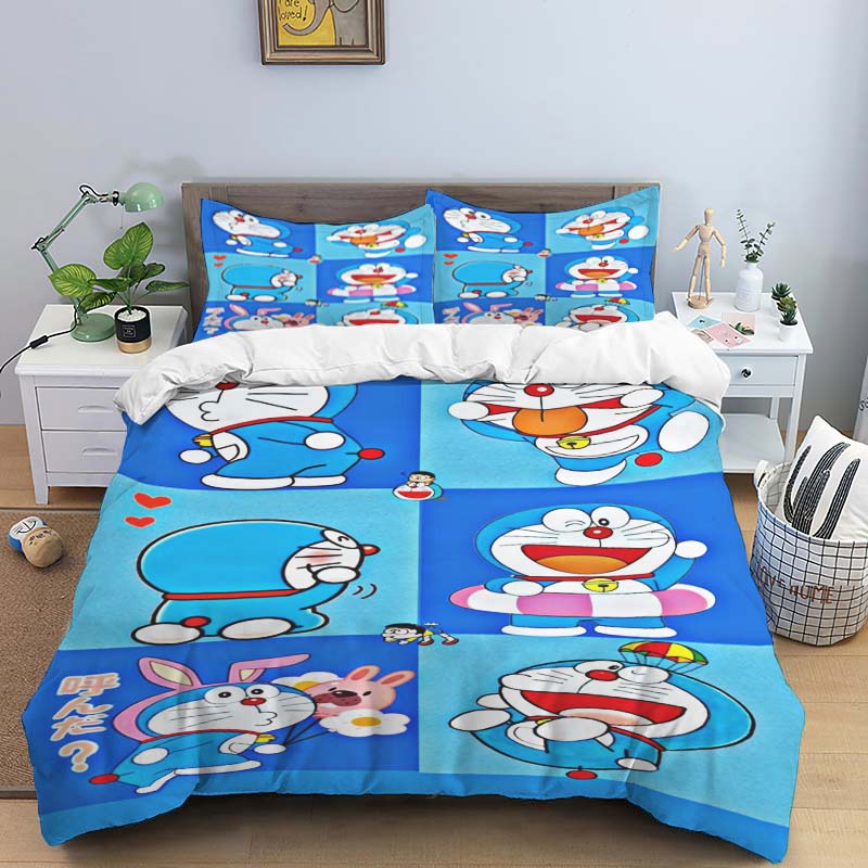 3D Kreslený Doraemon Digitálně Tištěné Povlečení, Povlak na Peřinu, Povlak na Polštář, Ložní Prádlo, Sváteční Dárek