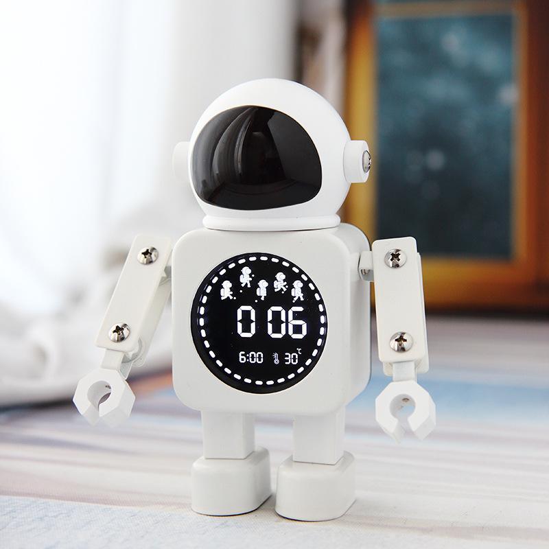 Digital Display Astronaut Metal Robot Luminous Intelligent Electronic Alarm Clock Student Children Bedside Mute Alarm Clock