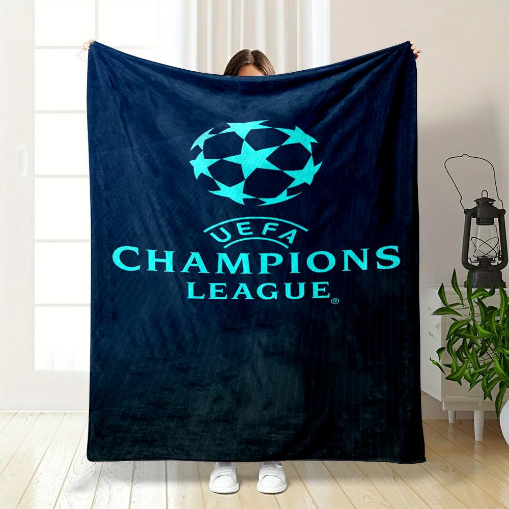 UEFA Champions League Logo Pattern Warm Blanket Flannel Blanket for Bedroom, Living Room, Sofa, and Nap Sofas