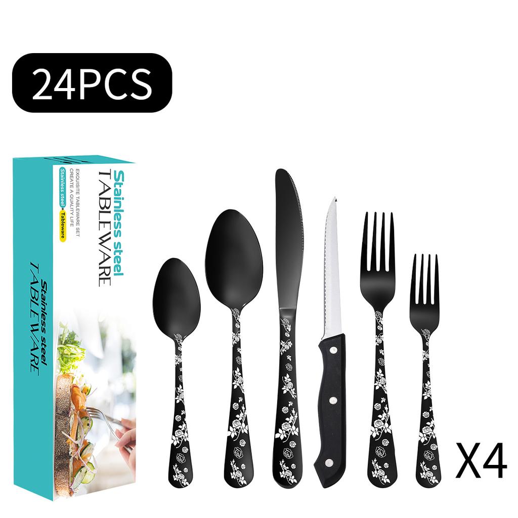 New Pattern Stainless Steel Tableware Suit Western Food/Steak Knife, Fork and Spoon 24 Pieces Suit