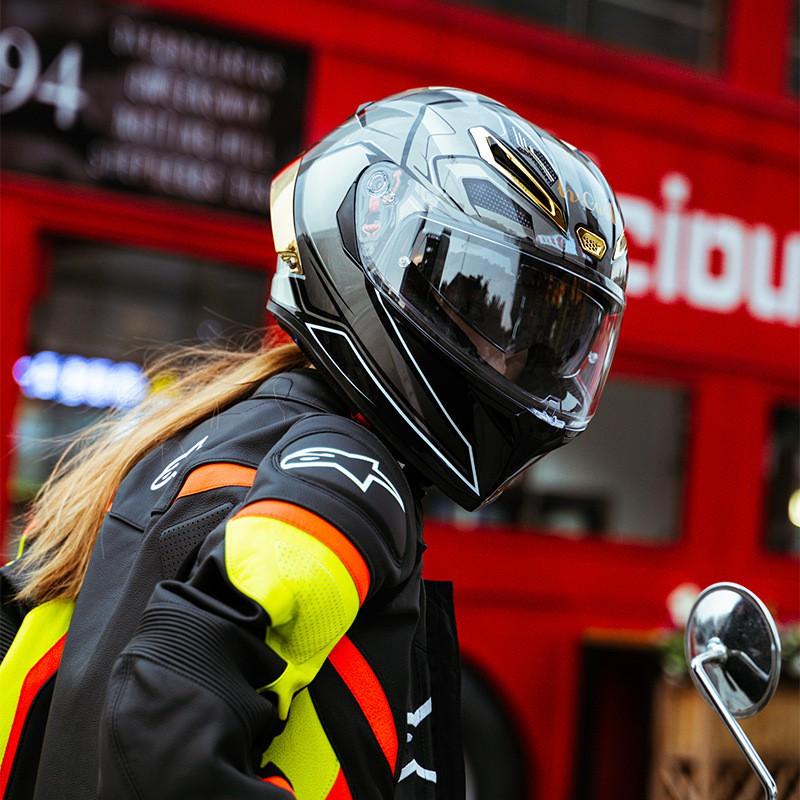 Full Face Motorcycle Helmet With Dual Visor ABS Shell 3C Certified All Season Unisex Riding Gear Scooter Bike