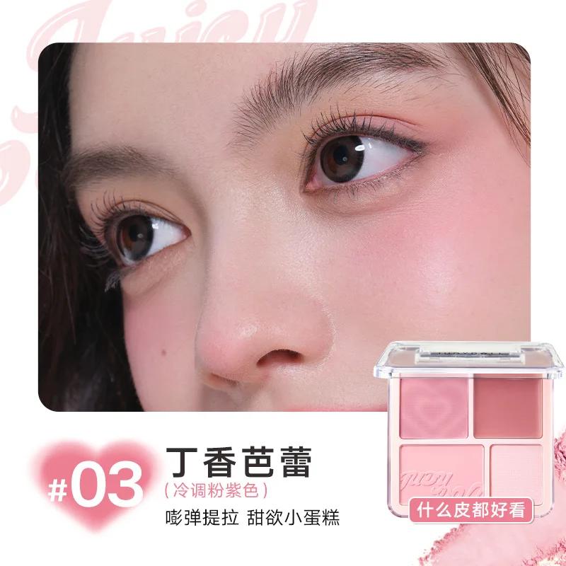 Judydoll 4 Color Blush Highlight Palette Expanding Color Matte Highlight Brightening Blush Cream Powder Blush Mud
