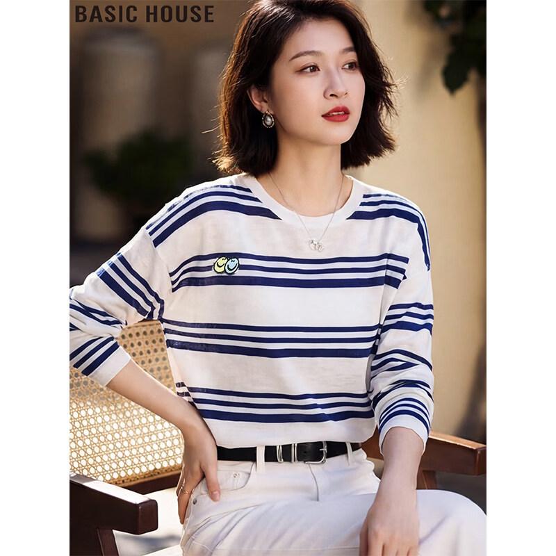 Basic House Women s Color Block Stripe Long Sleeve Knit Top 2XL