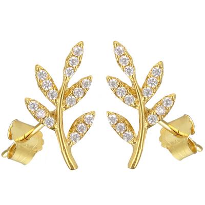 [Q2659] - Vergoldete Ohrringe 'Epi d'Or' weiß-golden (Kornähre) - 14x7mm