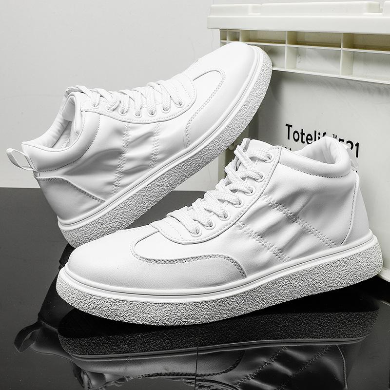 

Large size 46 high top 2025 new leather waterproof, non-slip and wear-resistant versatile fashion casual sports men s board shoes 46