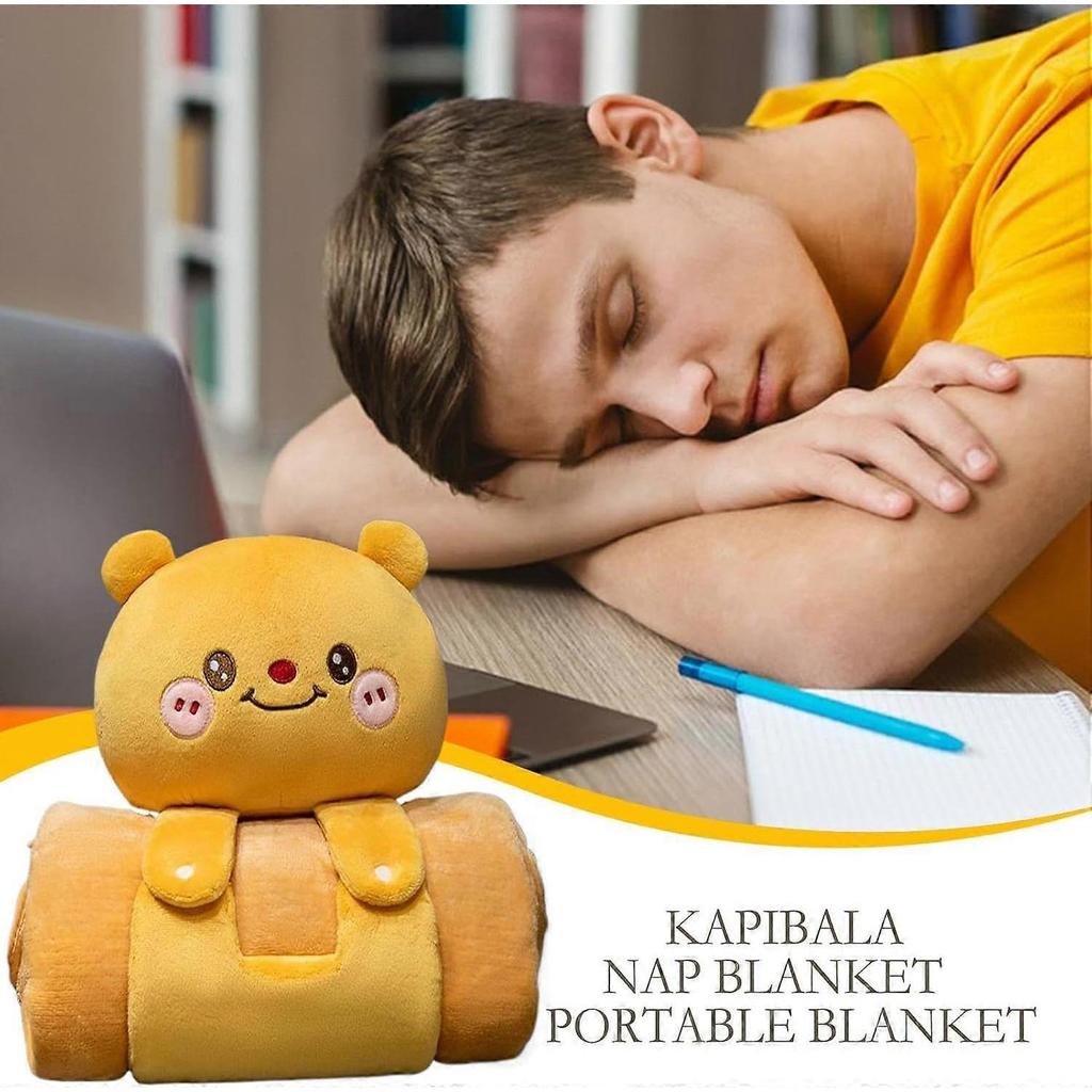CAPYBARA Sac de couchage Couverture Capybara, Tapis Chambre d'enfant, Oreiller de Voyage pour Enfants, Matière Douce, Design Mignon