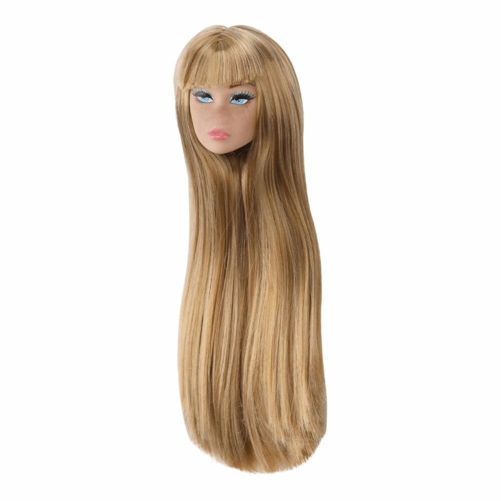 Weiß Normal Gebräunte Haut Puppenkopf Langes Haar Modepuppenkopf für 11,5 Zoll BJD Puppenkörper