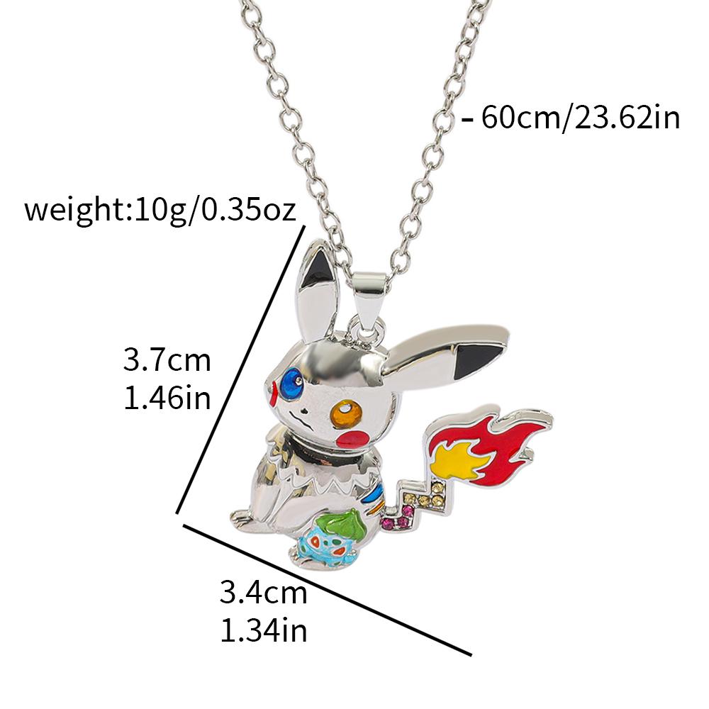 Anime Pikachu Charmander Bulbasaur Cartoon Q Version Pendant Necklace - Collectible Fan Jewelry Gift for Holiday
