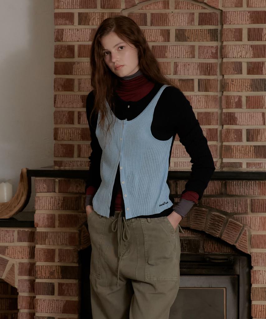 Seutyudioaenpaleukeu Layered Contrast Singlet Knit_Blue