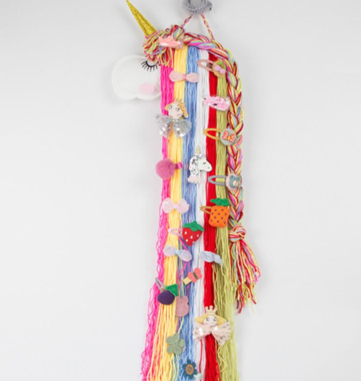 Felt Unicorn Ornament Children'S Hair Clip Decor Wall-Mounted Hair Accessory Organiser Wall-Mounted Hair Accessory Storage Strip