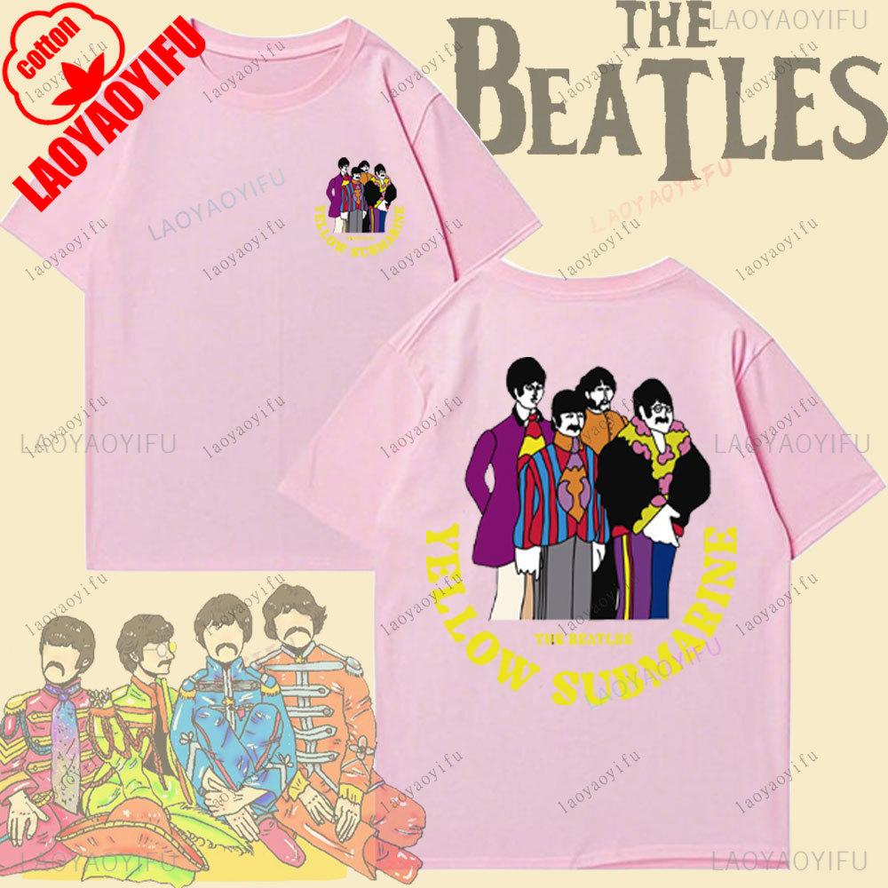The Beatles Black Rock Band Tshirt Unisexs TShirt Y2k Street Fashion Streetwear Cotton Tops Oneck Shortsleeve Sweatshirt