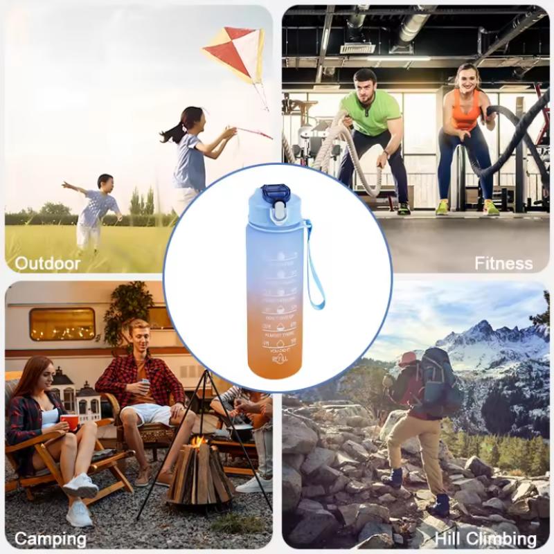 750ML Sports Water Bottle with Time Marker Leak-proof Cup Motivational Portable Water Bottle for Outdoor Sport Fitness BPA Free