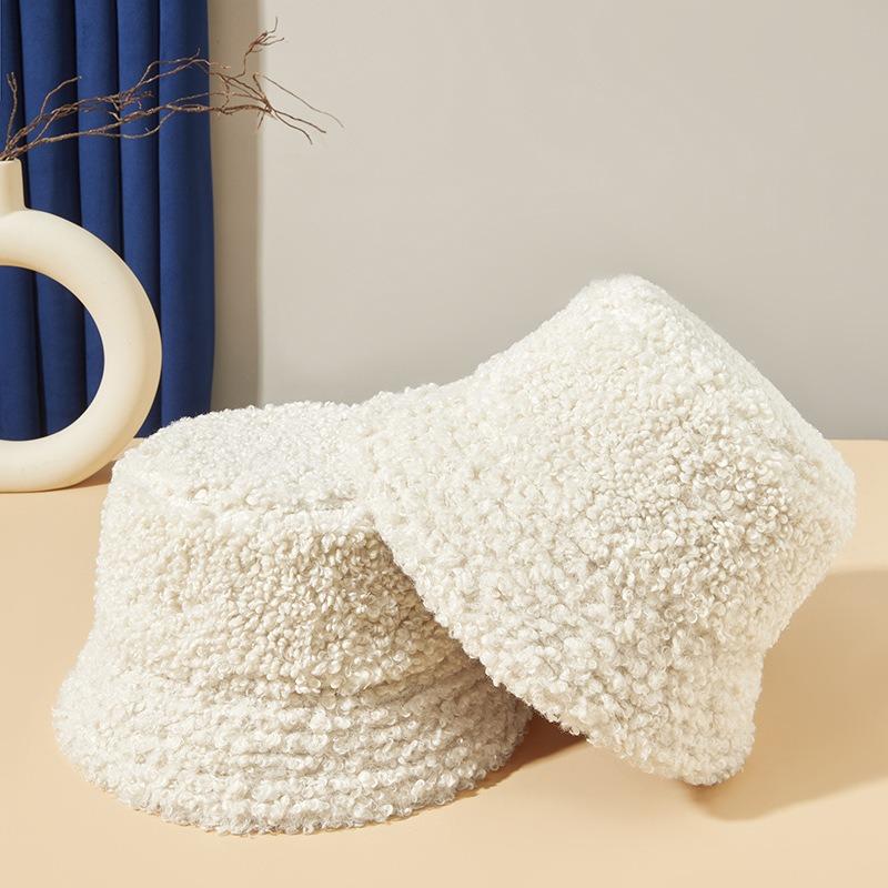 Spring and Autumn New Lamb Wool Bucket Hat Outdoor Fashion Wear Women Cold Warm Basin Hat